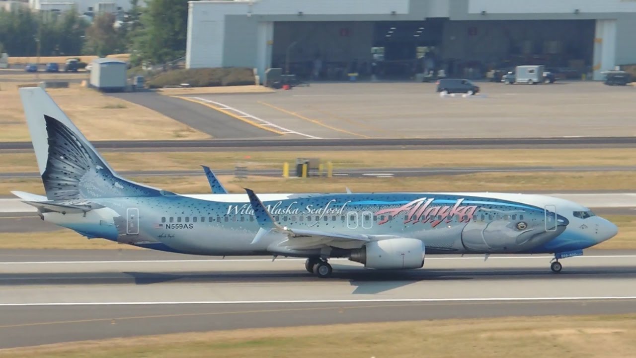Alaska Airlines Boeing 737-800 Special Livery Salmon Thirty Salmon II [N559AS] takeoff from PDX
