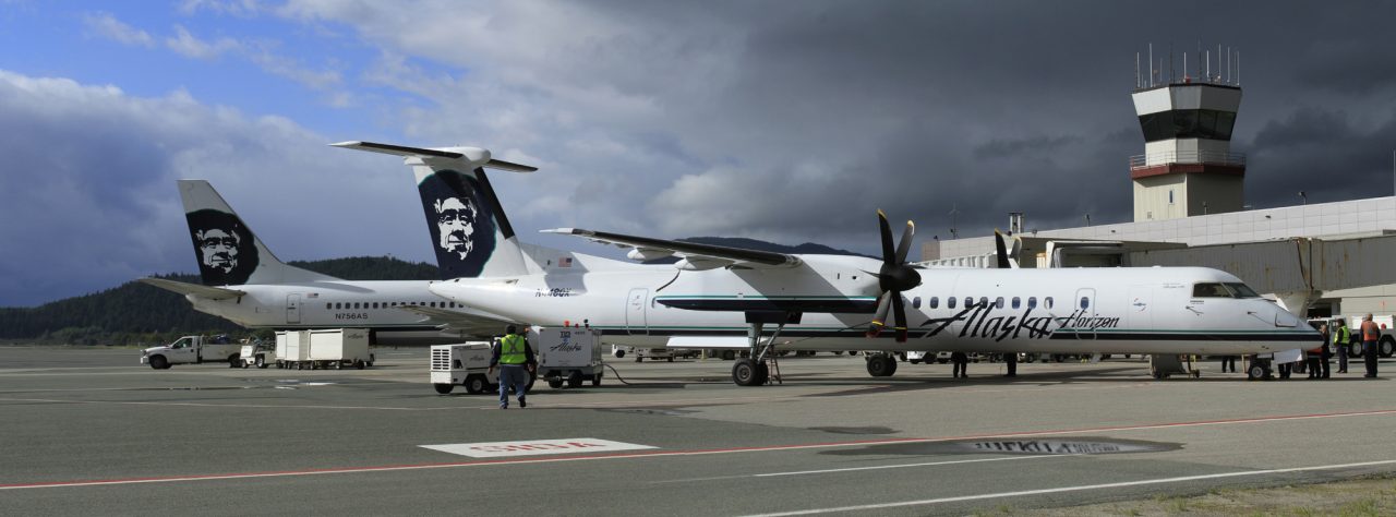 Alaska Airlines Bombardier Dash 8-Q400 on proving flight in Juneau, Alaska - Photo- AirlineReporter