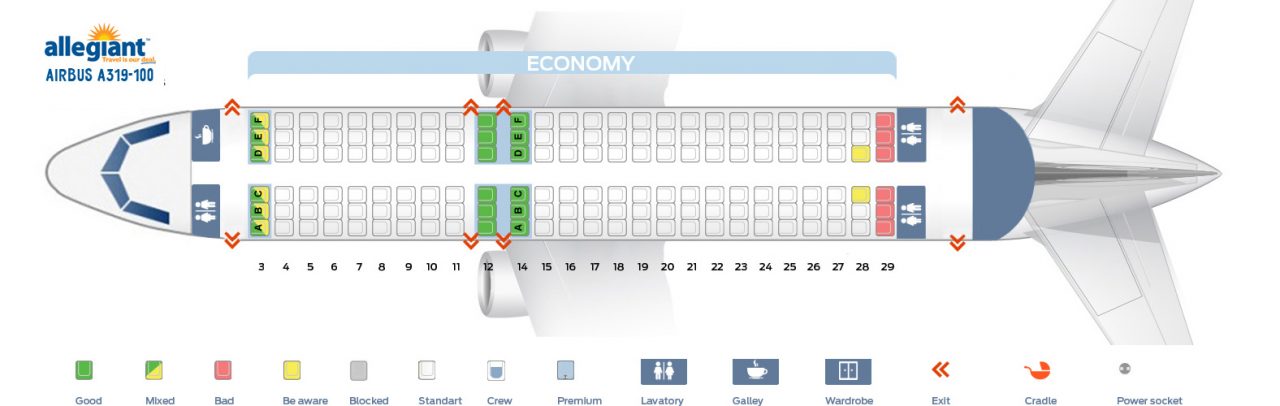 Seat Map Airbus A319 Allegiant Air Seating Chart Picture