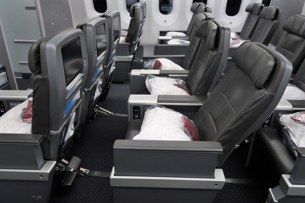 American Airlines 787-9 (789) Dreamliner Premium Economy seat reclined