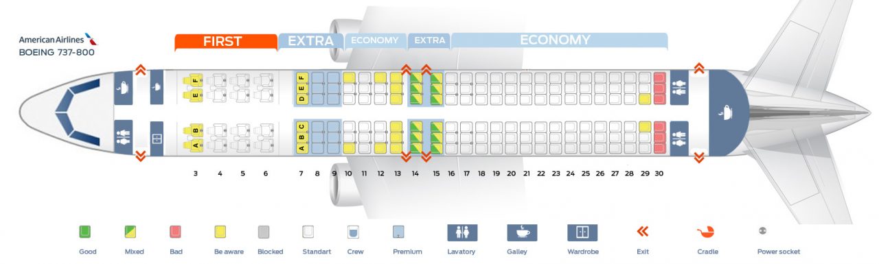 American Airlines Boeing 737-800 Cabin Configuration Version 1 – 160 seats