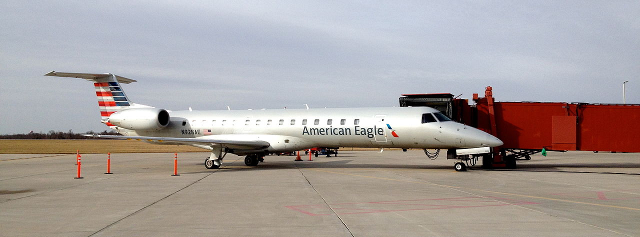 American Eagle Airlines Embraer ERJ-145 N928AE parked at gate 1