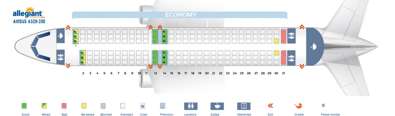 Seat Map Airbus A320-200 Allegiant Air Seating Chart Picture