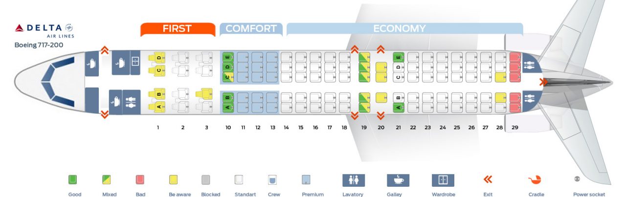 Seat map Delta Air Lines Boeing 717-200