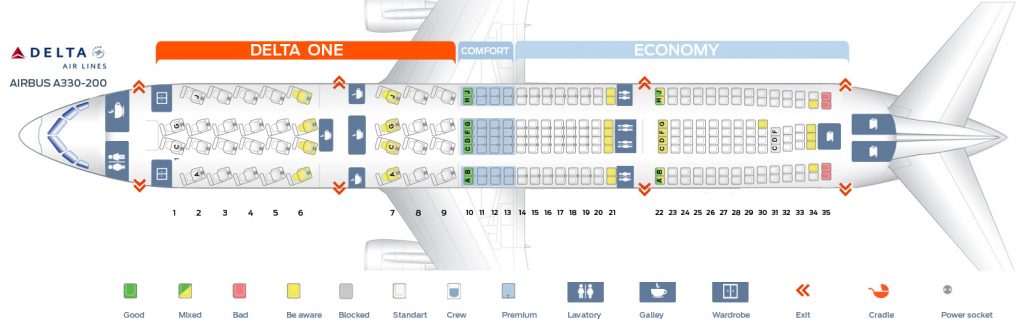 Seat map Delta Airlines Airbus A330-200