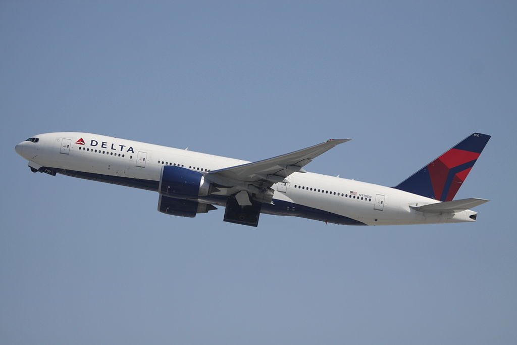 Delta Air Lines Boeing 777-200LR (N710DN) departs Los Angeles International