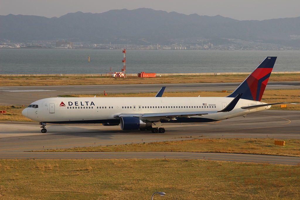 Delta Air Lines Boeing B767-332ER N1200K Taxiing at Kansai International Airport (KIX:RJBB) JAPAN