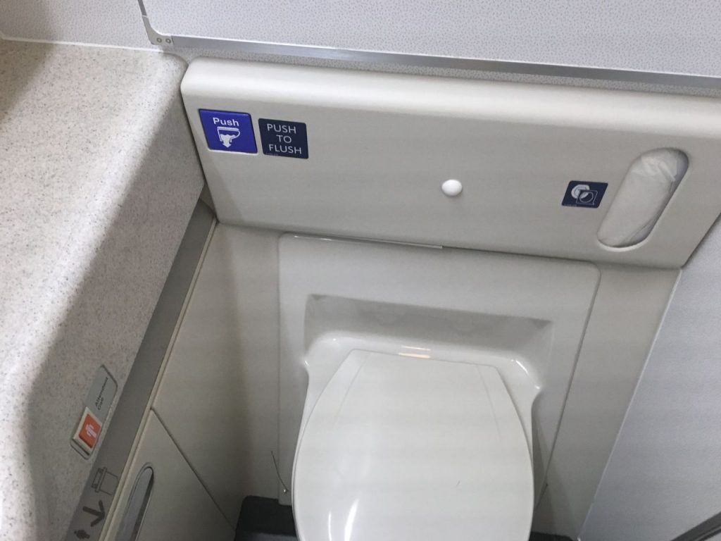 Delta Air Lines Fleet Boeing 777-200LR Main cabin economy class lavatory bathroom photos