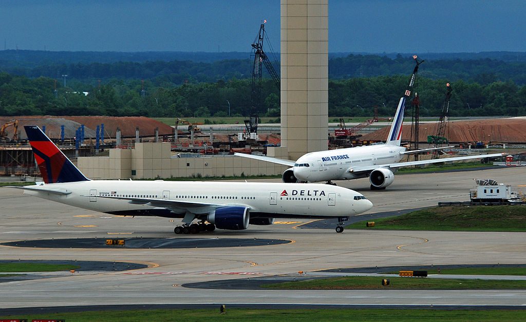 Delta Air Lines Fleet N705DN Boeing 777-200LR at East Midlands Airport (IATA- EMA, ICAO- EGNX)