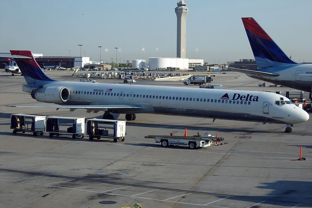 Delta Air Lines Fleet N901DA McDonnell Douglas MD-90-30 Parking at Salt Lake City International Airport