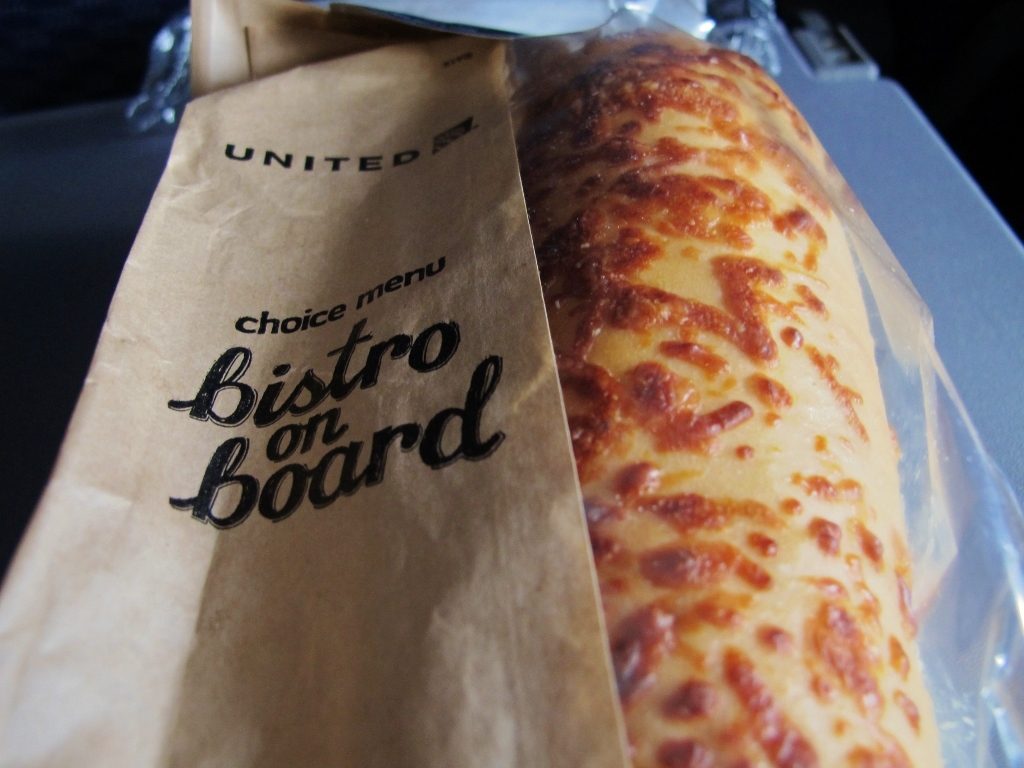 United Airlines Fleet Boeing 737-800 Premium Eco:Economy Plus Inflight Amenities BoB Buy On Board Meal:Food Roast Beef Baguette