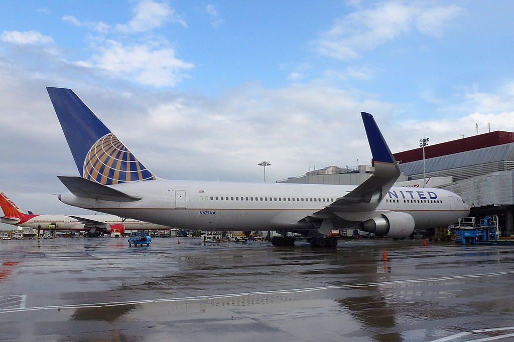Boeing 767 322ER cnserial number 30029852 United Airlines Fleet N677UA on std 407 awaiting pushback at LHR