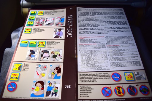 United Airlines Aircraft Fleet Boeing 767 300ER Economy Class Safety Cards Photos