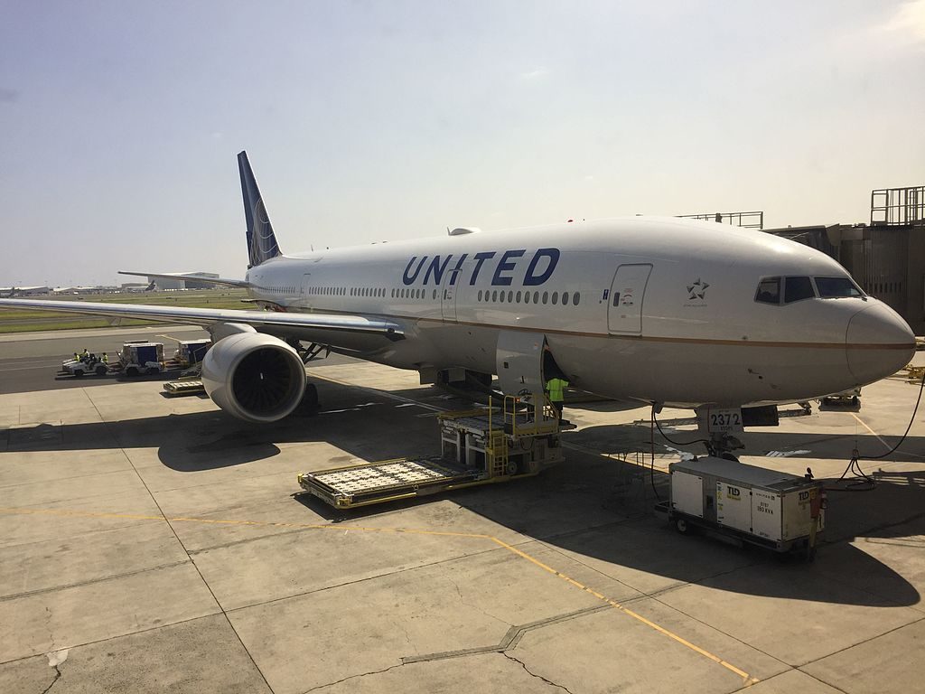 United Airlines Fleet Boeing 777 200 with aircraft registration N772UA at Honolulu International Airport on 14 March 2017