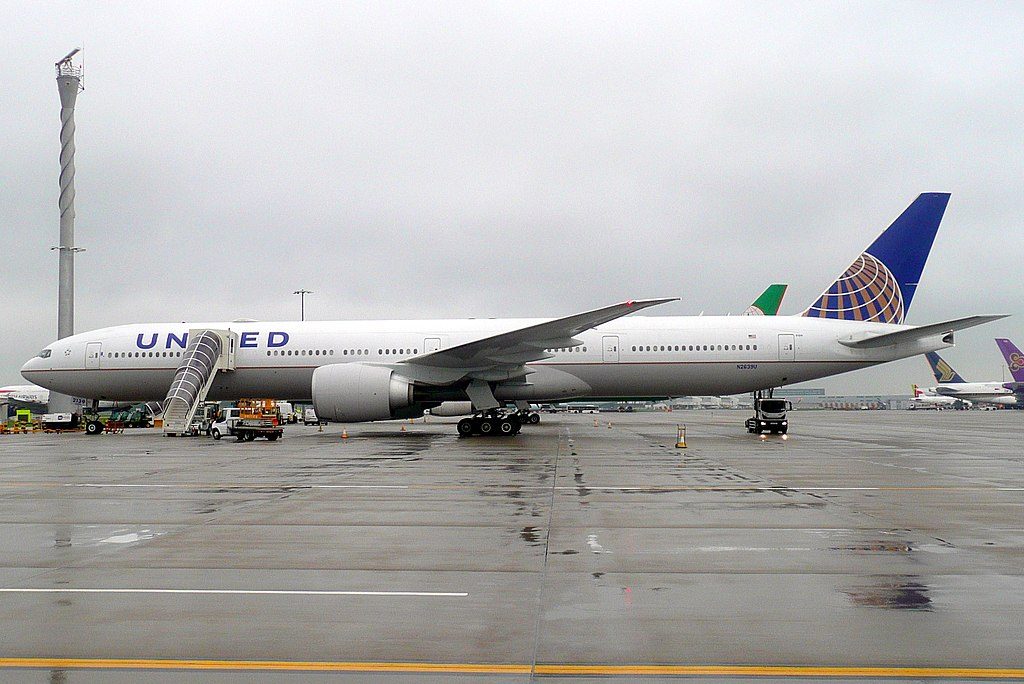 United Airlines Fleet N2639U Boeing 777 322ER long haul wide body aircraft at Heathrow Airport IATA LHR ICAO EGLL