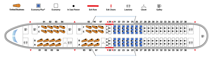 United Airlines Narrow Body Aircraft Boeing 757-200 Seat map (28:114 configuration)