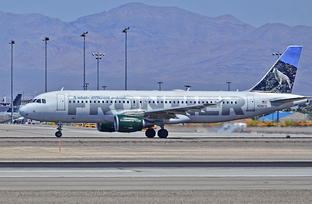 Airbus A320 214 Frontier Airlines N216FR Cliff the Mountain Goat at McCarran International LAS KLAS USA Nevada