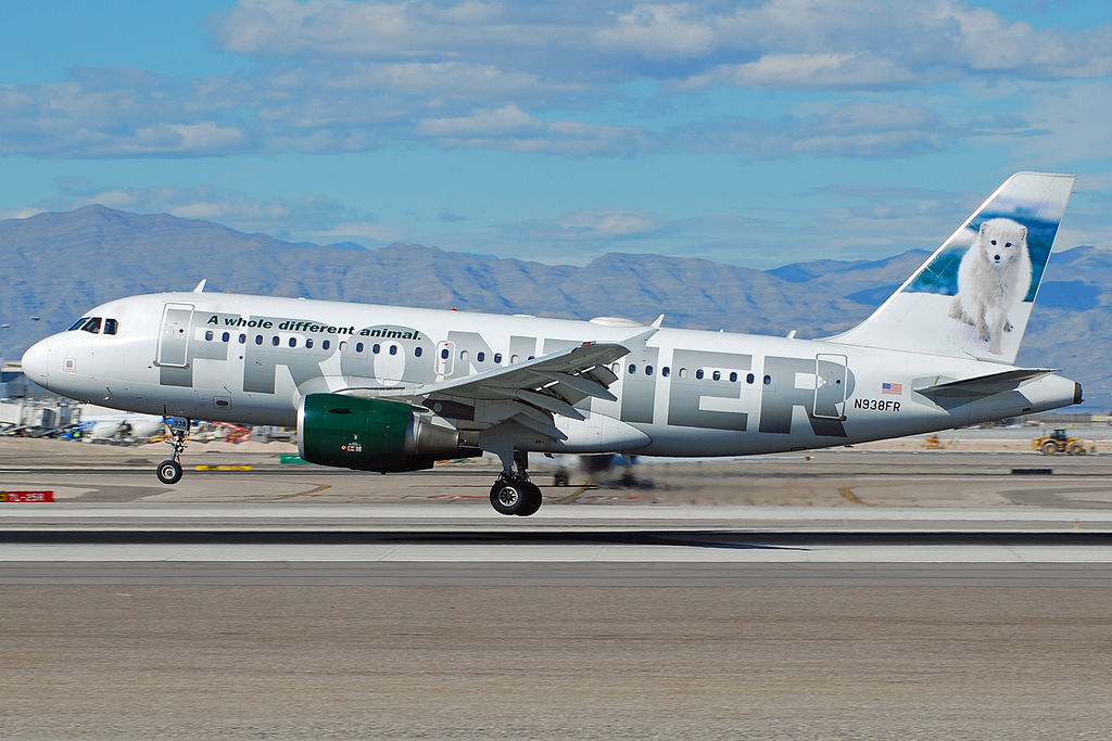 Frontier Airlines Airbus A319 111 N938FR Misty the Arctic Fox landing at McCarran International Airport