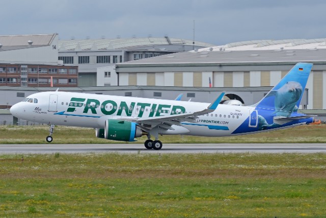 Frontier Airlines Airbus A320neo N311FR MSN 7642 Mia the Dolphin at Hamburg Finkenwerder Airport IATA XFW ICAO EDHI 1
