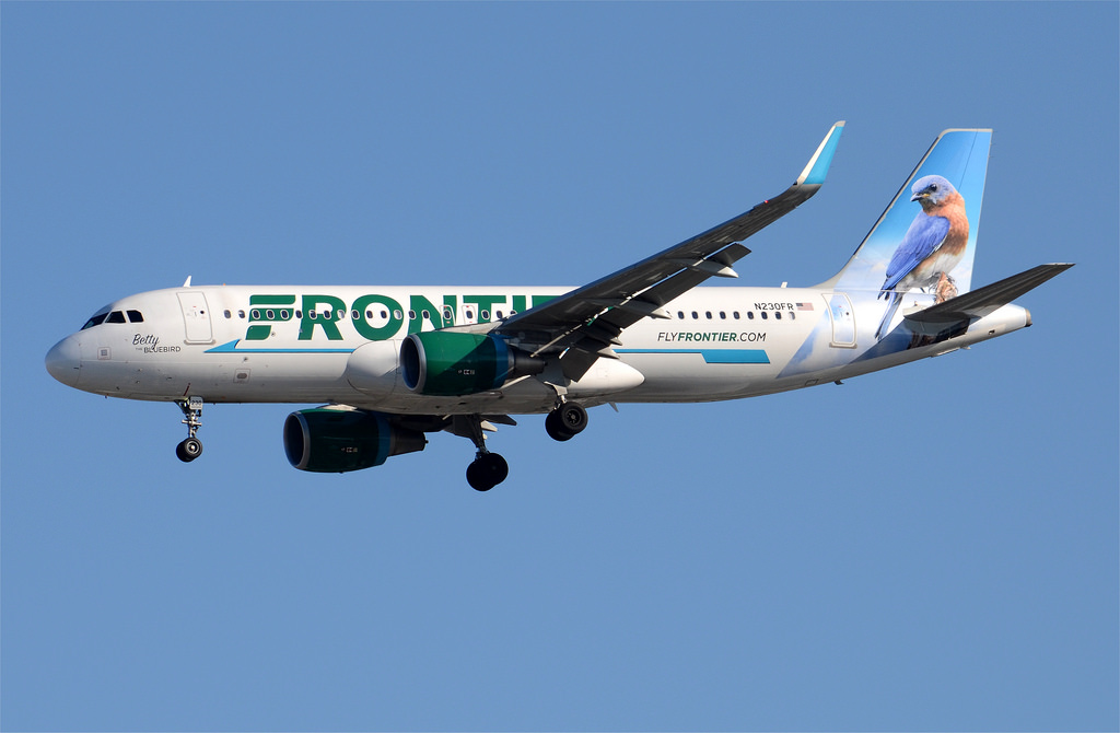 Frontier Airlines Betty the Bluebird Livery A320 214 N230FR LAX Approach