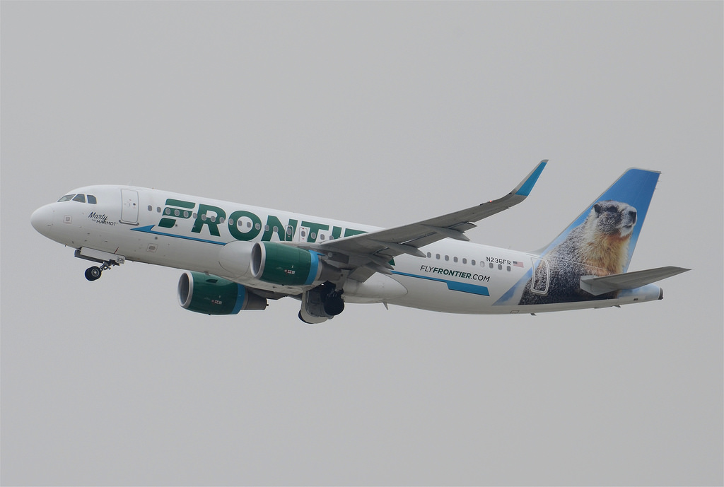 Frontier Airlines Marty the Marmot Livery A320 214 N236FR LAX Takeoff
