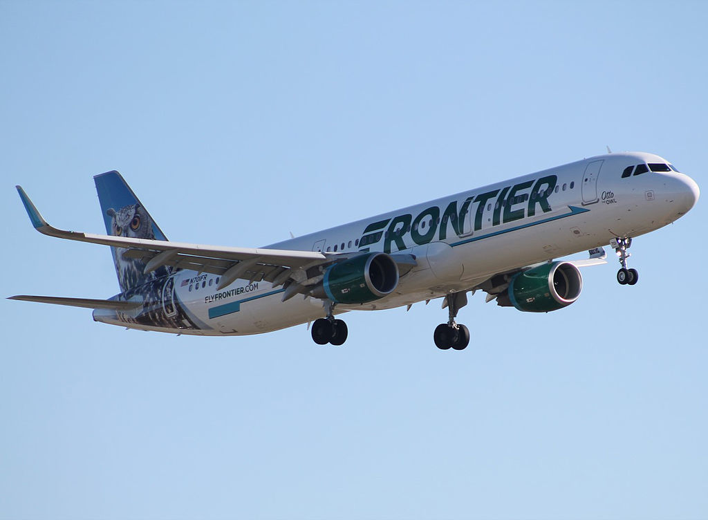 Frontier Airlines Otto the Owl Airbus A321 211 N701FR on final at KCLE Cleveland Hopkins International Airport
