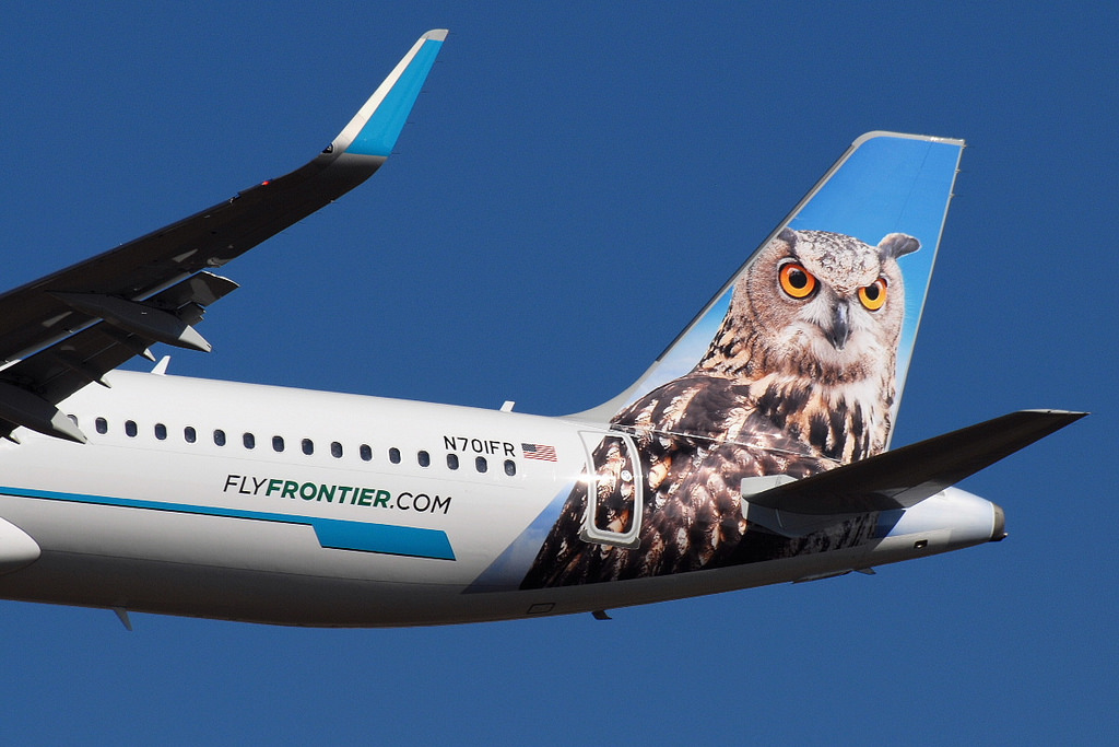 Frontier Airlines Otto the Owl Airbus A321 211 N701FR tail livery