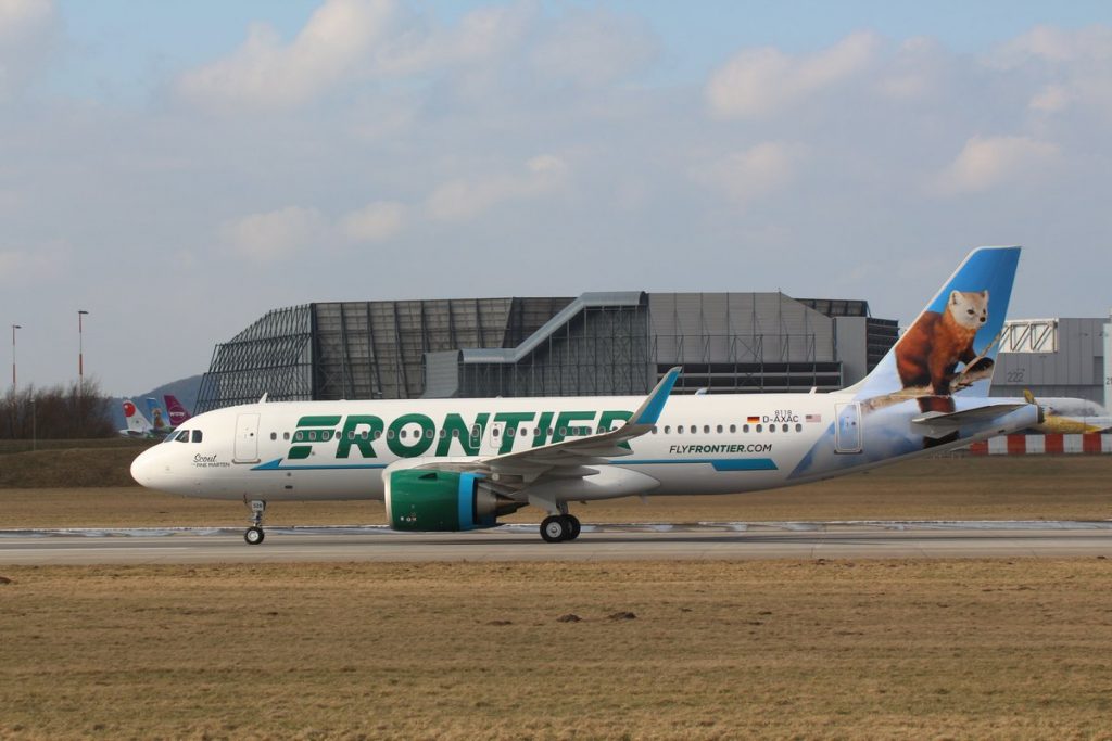 Frontier Airlines aircraft feet N328FR Airbus A320neo MSN 8118 Scout the Pine Marten
