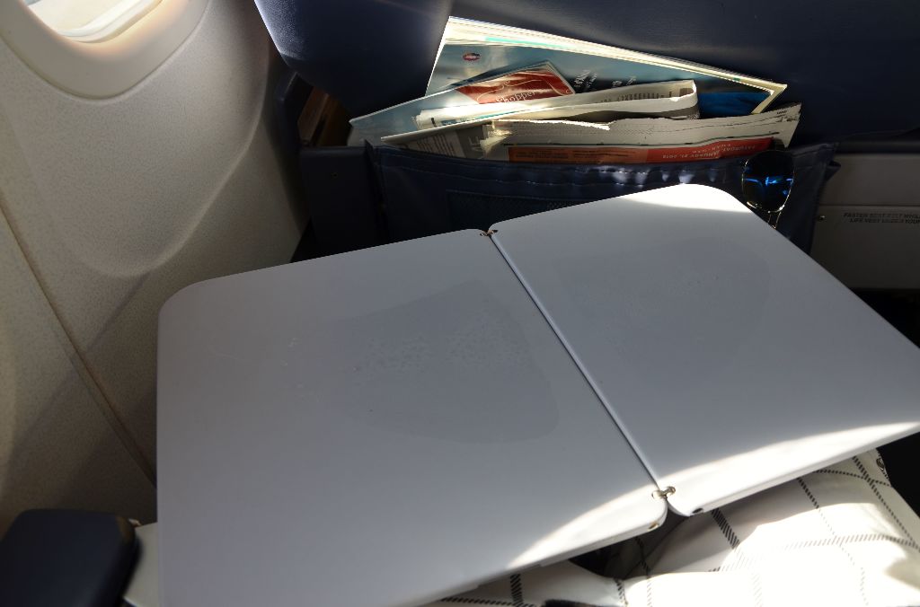 Hawaiian Airlines Boeing 717 200 first class cabin big tray table