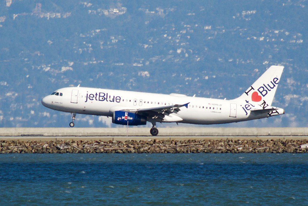 JetBlue Airways Airbus A320 200 N586JB I ♥ New York special livery at San Francisco International Airport