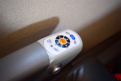 JetBlue Airways Embraer E190 E Jet Economy Cabin Controls for the IFE and recline are in the armrest