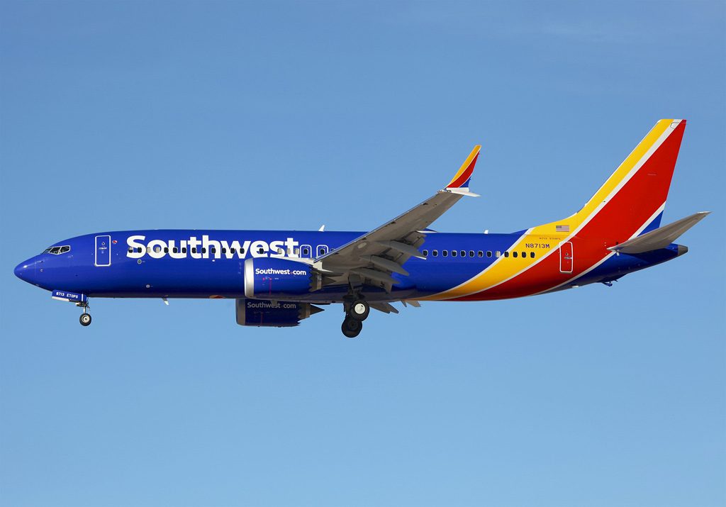 N8713M Southwest Airlines Boeing 737 Max 8 on final approach at Las Vegas McCarran Airport