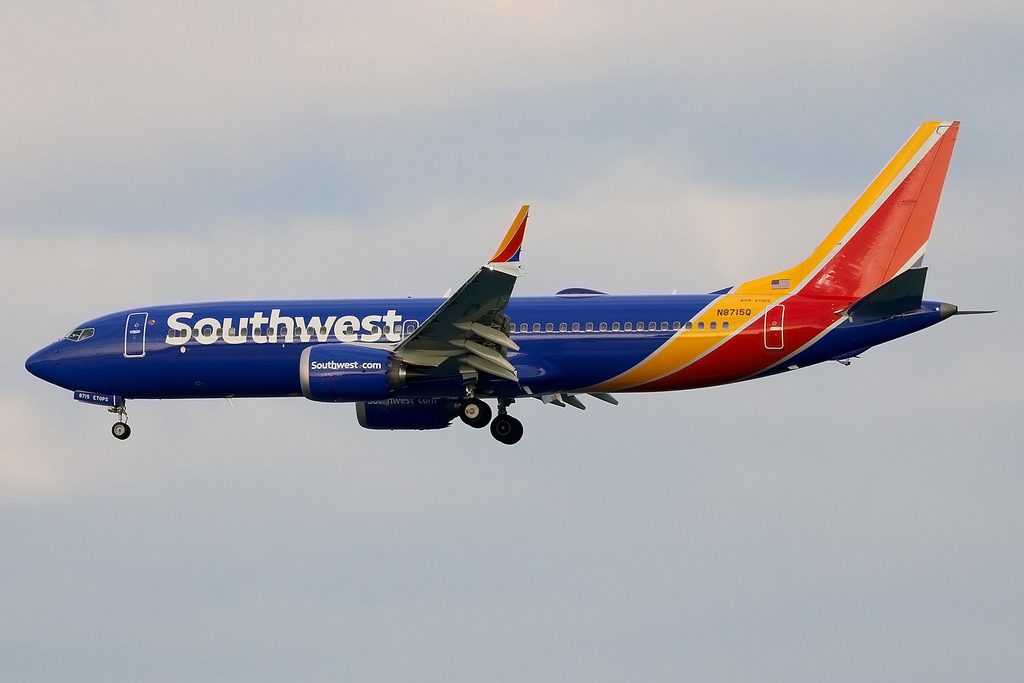 N8715Q Southwest Airlines Aircraft Fleet Boeing 737 Max 8 on final approach at New York La Guardia LGA