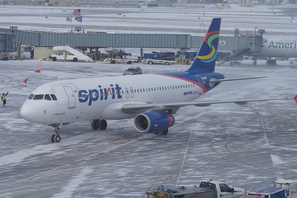 Spirit Airlines Airbus A320 200 N611NK at Minneapolis–Saint Paul International Airport in Hennepin County Minnesota