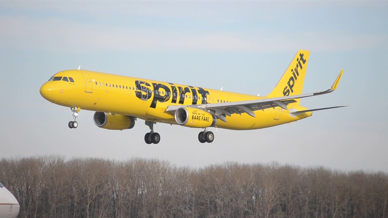 Spirit Airlines Airbus A321 200 N684NK on final before landing at PDX Portland International Airport