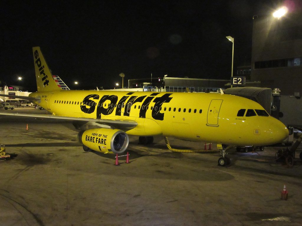 Spirit Airlines Aircraft Fleet N647NK Airbus A320 232WL Parking on Boarding Gate