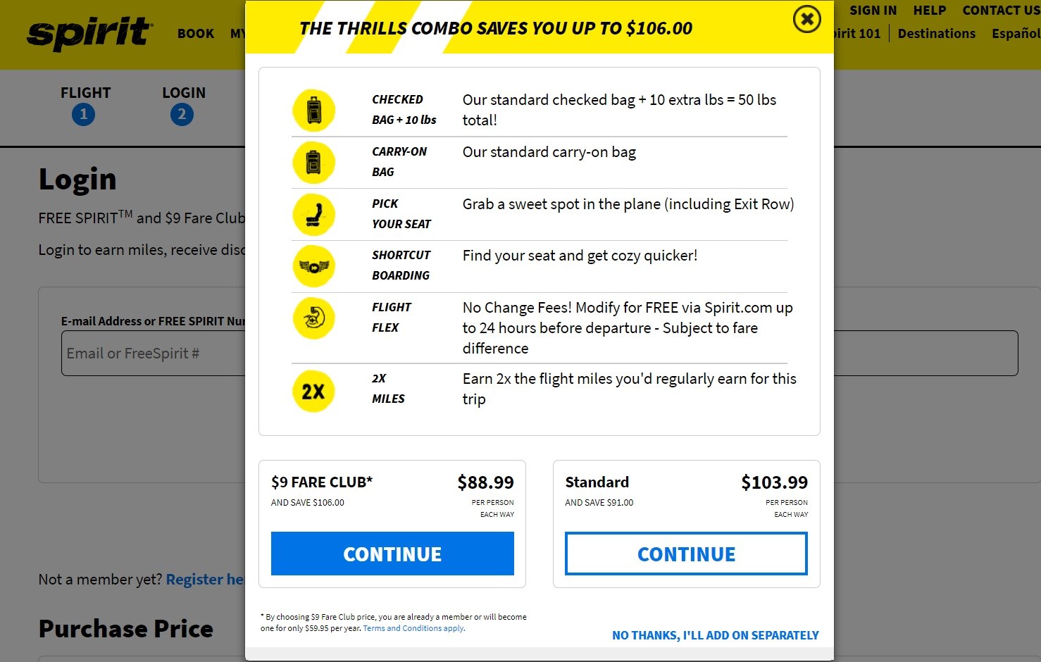 Spirit Airlines Tickets Booking Combo AddOn Price Low Fares