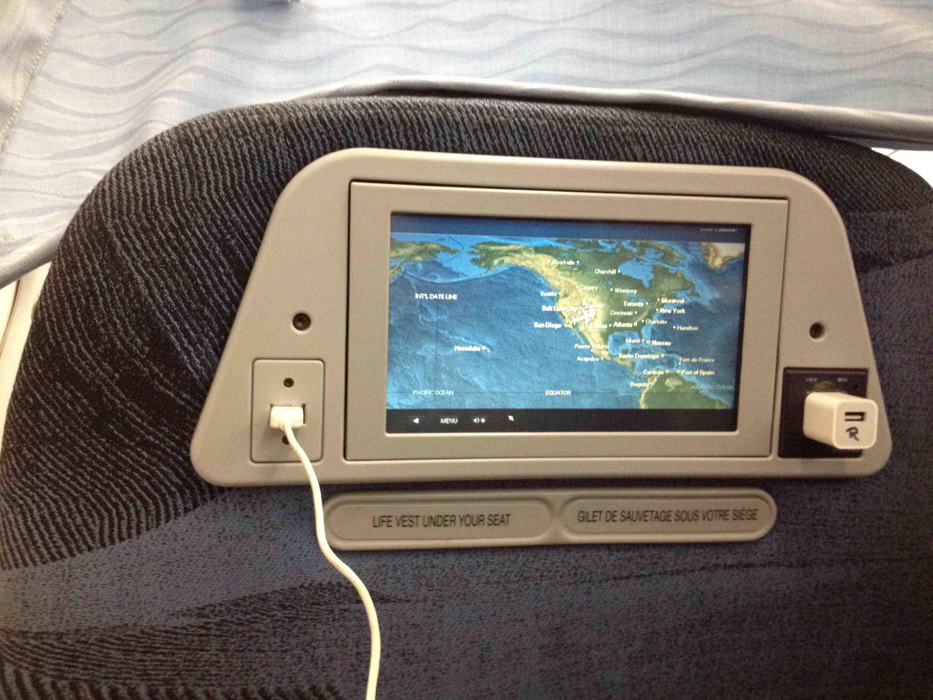 Air Canada Airbus A319 100 Cabin Preferred Seats Inflight Entertainment IFE System and amenities USB and AC Power Port