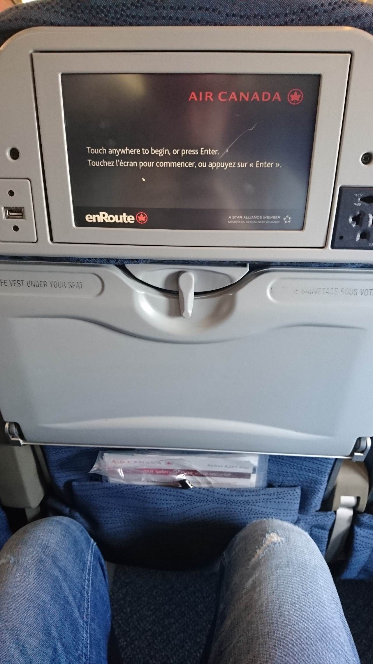 Air Canada Airbus A321 200 Economy Class cabin standard seats pitch legroom with IFE system
