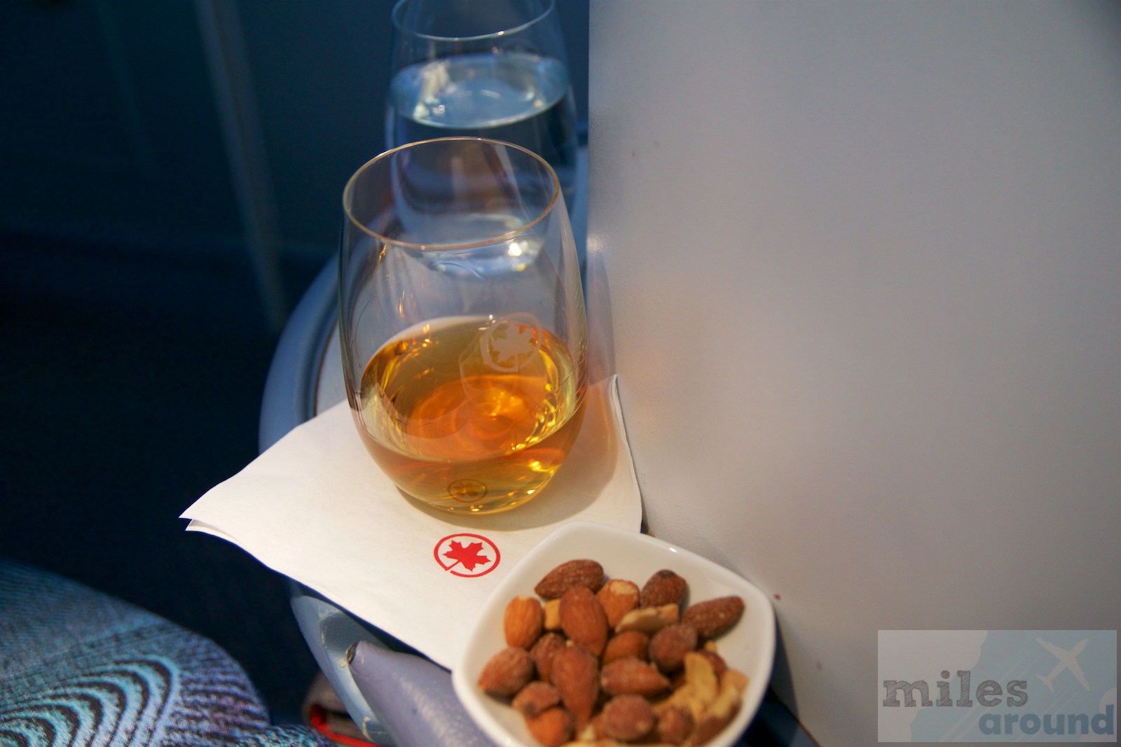 Air Canada Airbus A330 300 Business class cabin Welcome drink Johnnie Walker Black Label with a nut mixture @milesaround