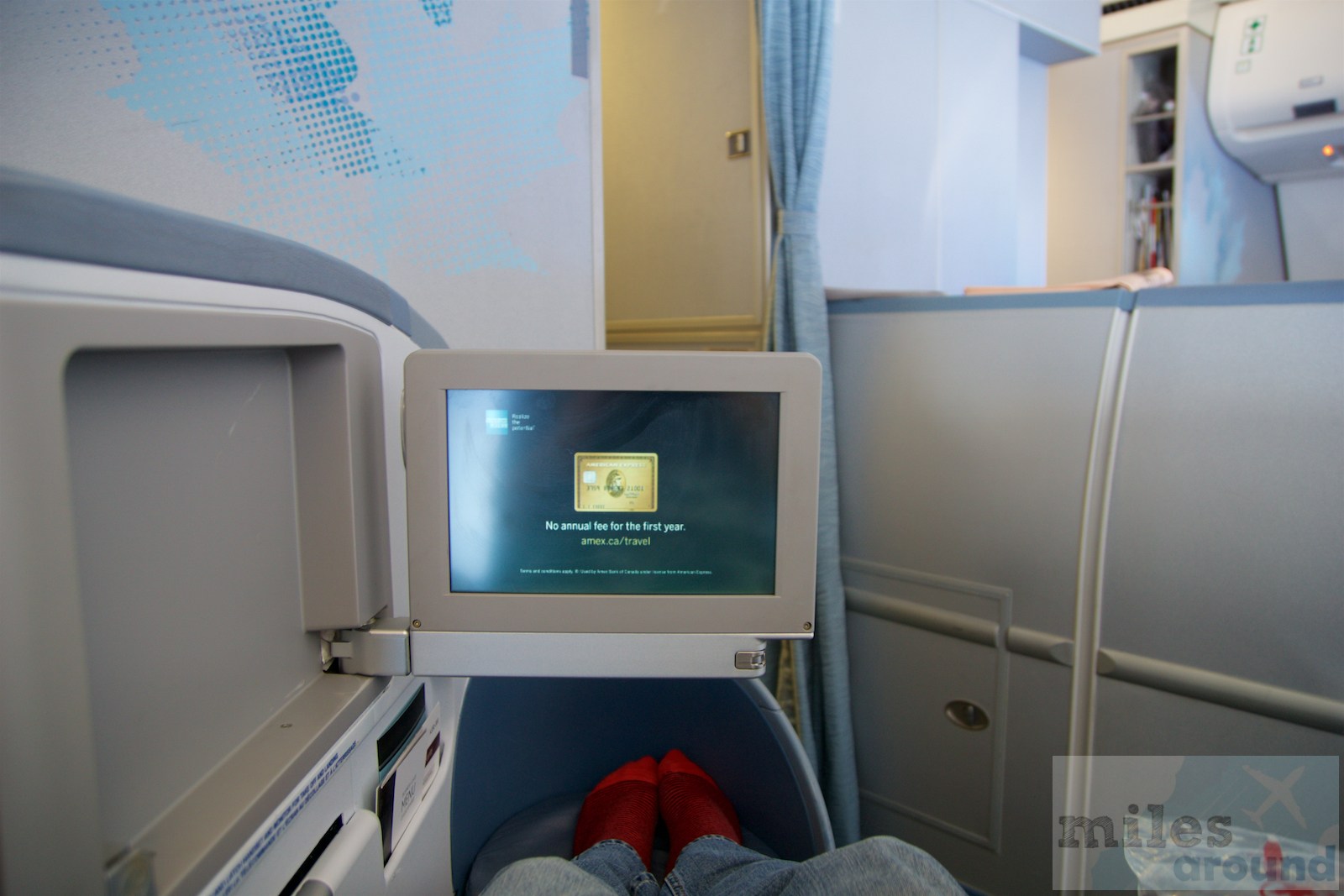Air Canada Airbus A330 300 Business class cabin herringbone seats flat mode @milesaround