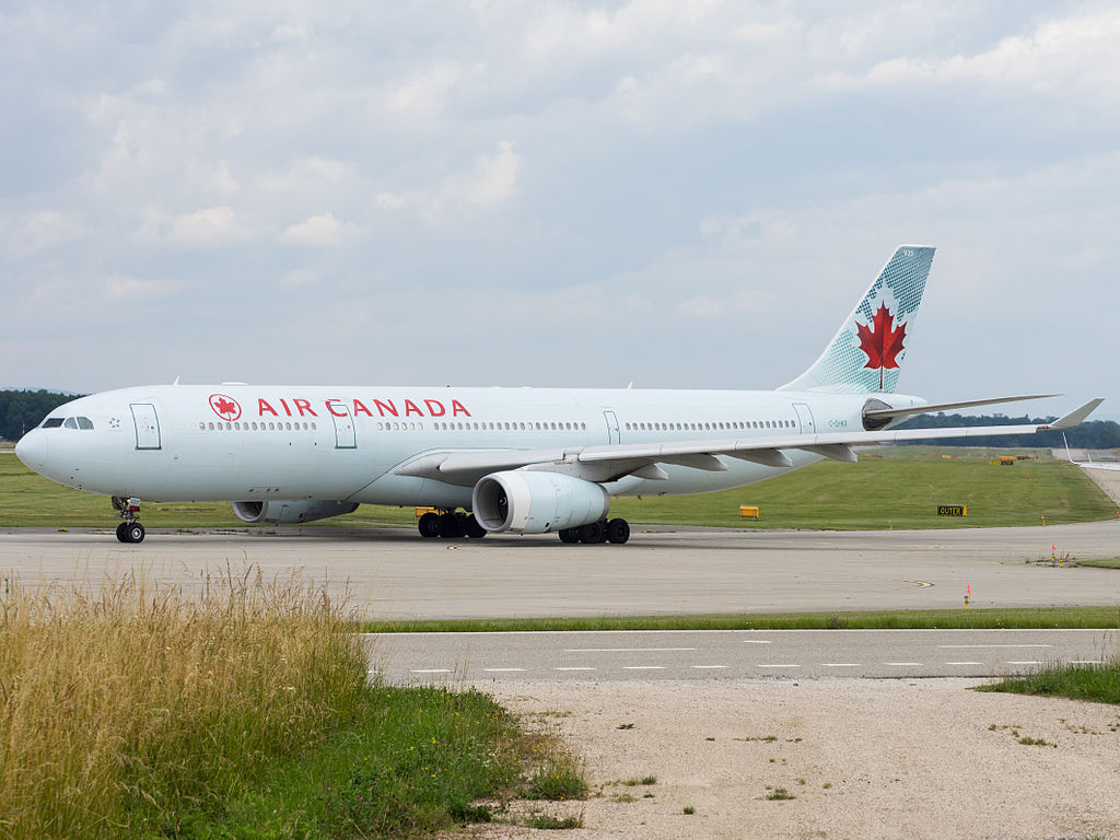 Air Canada Airbus A330 300 C GHKR taxiing at Geneva International Airport
