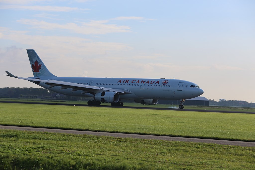 Air Canada Airbus A330 343 C GFUR landing at Amsterdam Airport Schiphol