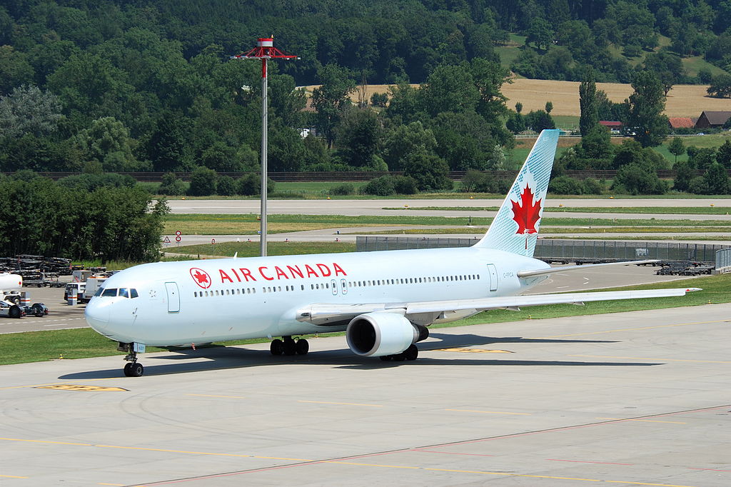 Air Canada Boeing 767 300ER C FPCA taxiing at Zurich International Airport