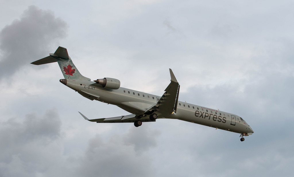 Air Canada Express operated by Jazz C GJZT Bombardier CRJ900LR on final approach at Ottawa Macdonald–Cartier International Airport