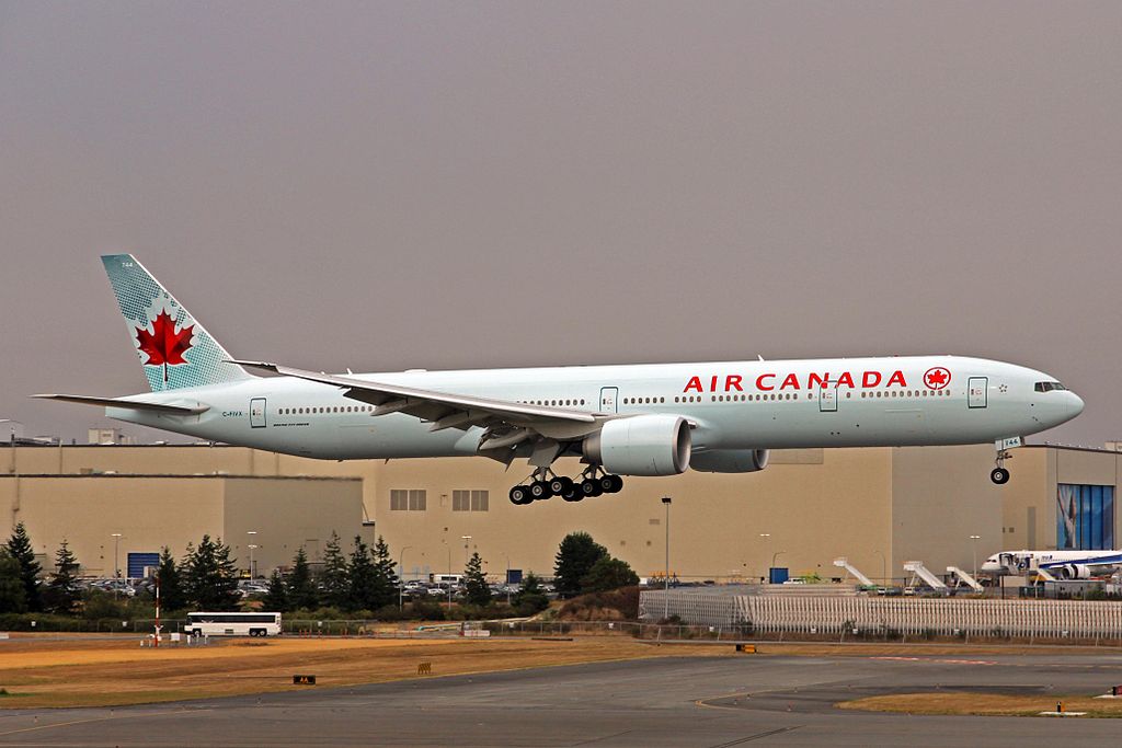 Air Canada Fleet C FIVX Boeing 777 300ER Returning to Everett PAE from Portland PDX after painting