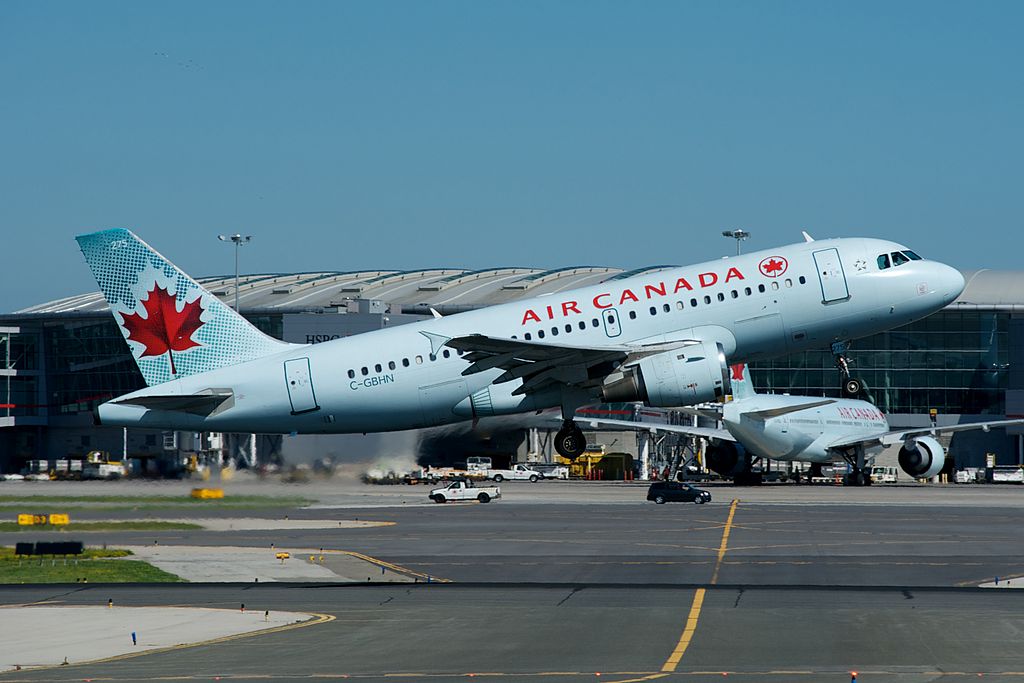 Air Canada Jetz C GBHN Airbus A319 114 cnserial number 773 departing Toronto Pearson on Runway 6L
