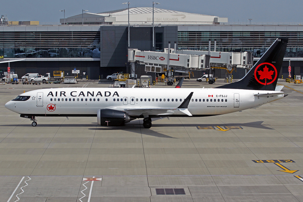 Boeing 737 MAX 8 Air Canada C FSJJ narrowbody aircraft at LHR
