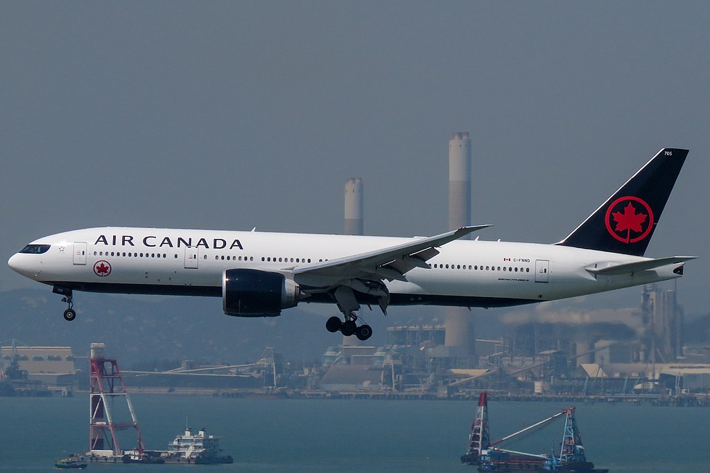 Boeing 777 200LR of Air Canada Fleet C FNND at Hong Kong International Airport