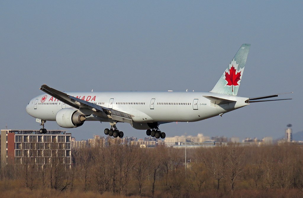 Boeing 777 300ER of Air Canada C FIUW arrival at Beijing Capital International Airport